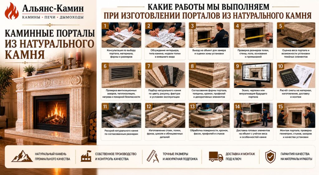 Каминные порталы из натурального камня