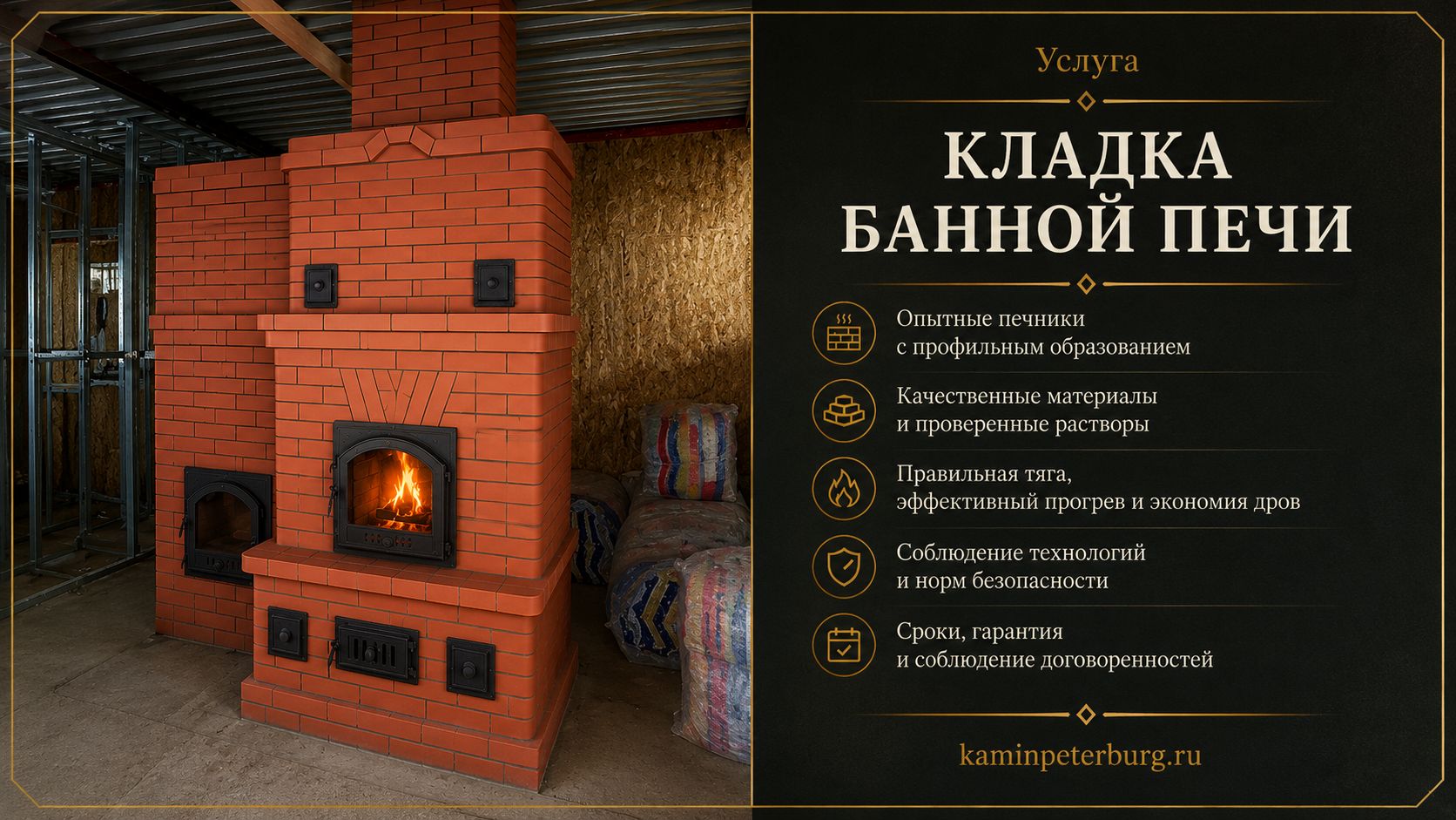 Кладка банной печи под ключ