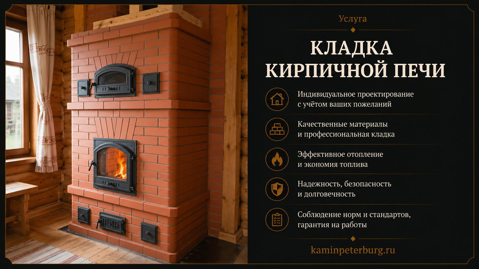 Кладка кирпичной печи под ключ