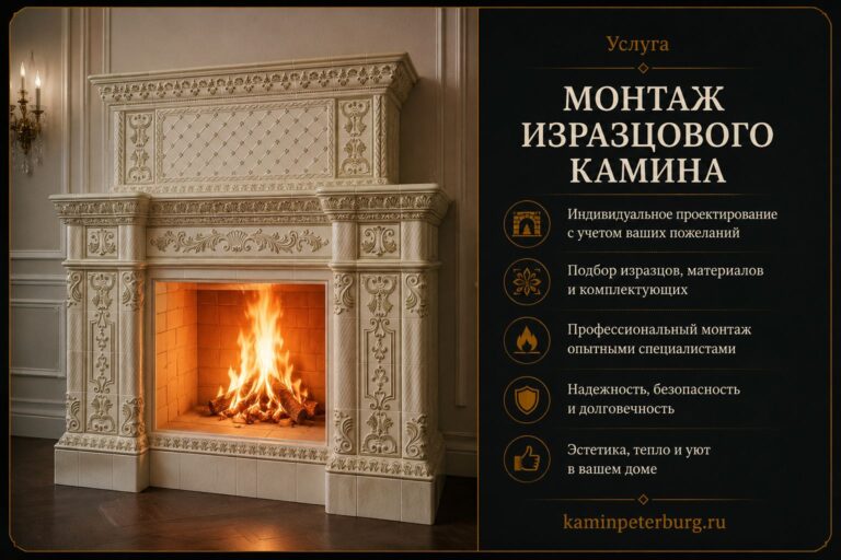 Монтаж изразцового камина под ключ