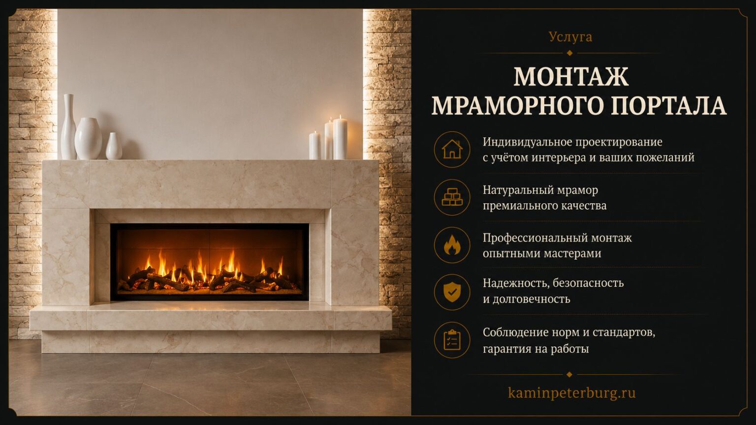 Монтаж мраморного портала под ключ