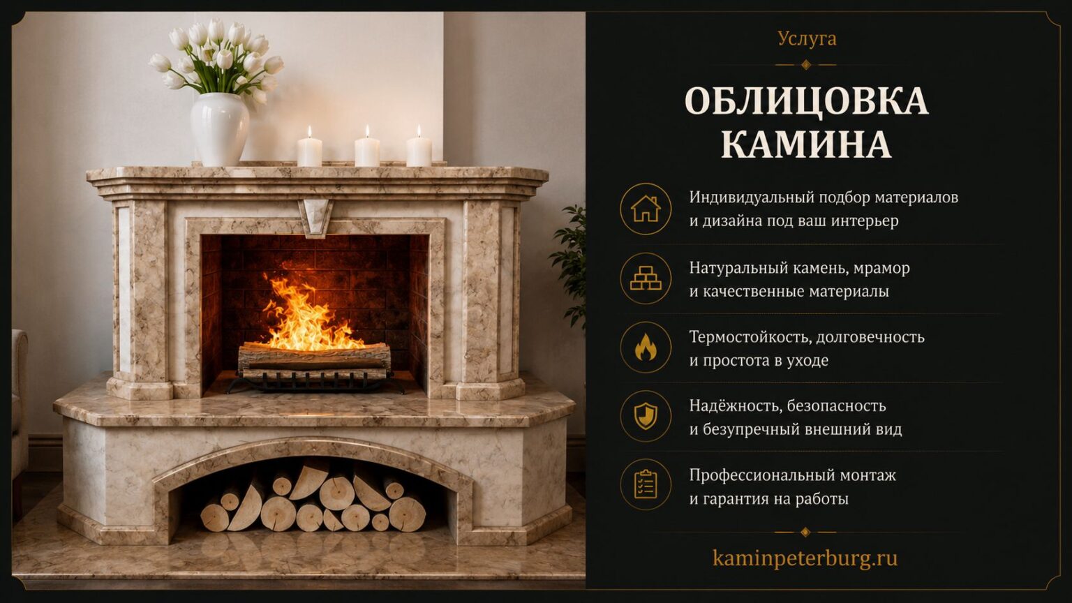 Облицовка камина