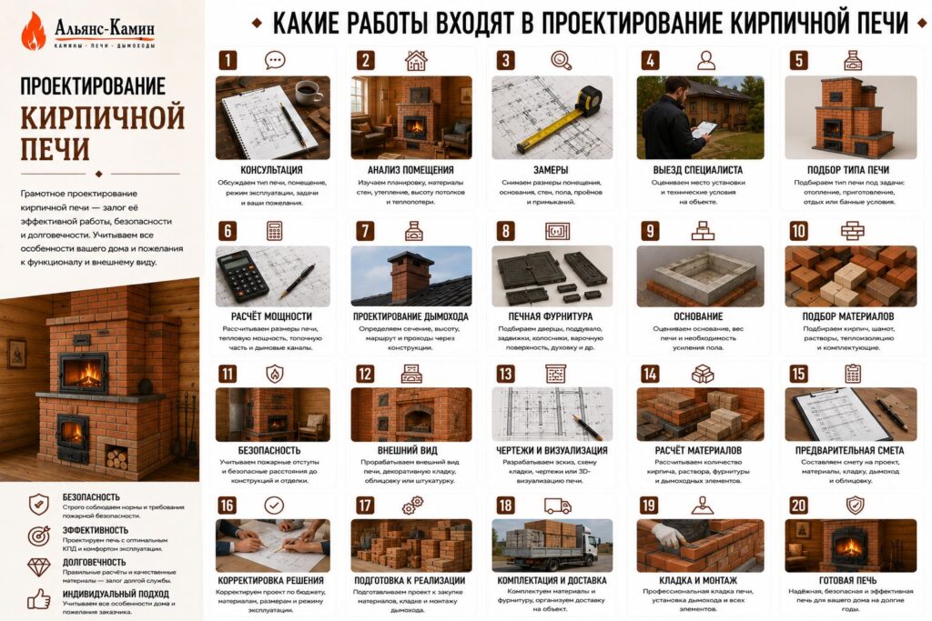 Проектирование кирпичной печи: порядовка и разводка каналов