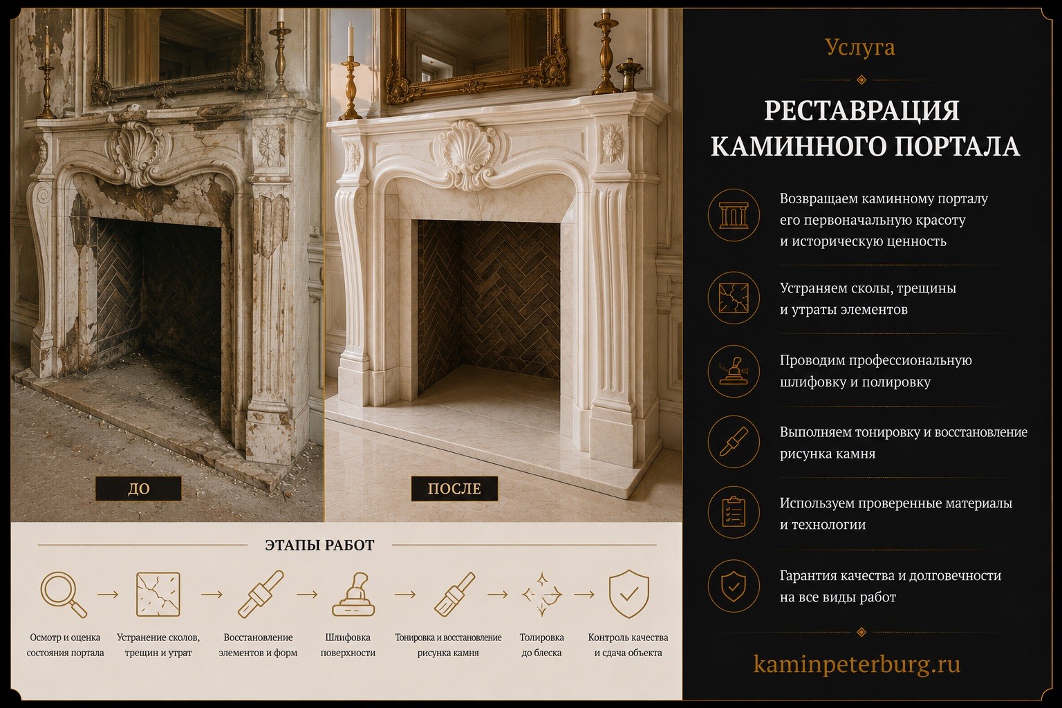 Реставрация каминного портала