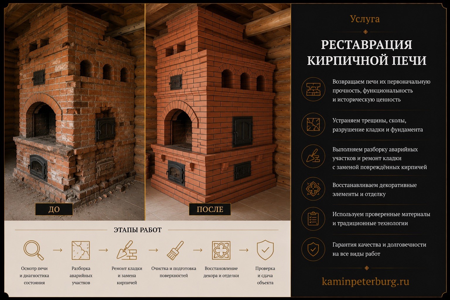 Реставрация кирпичной печи