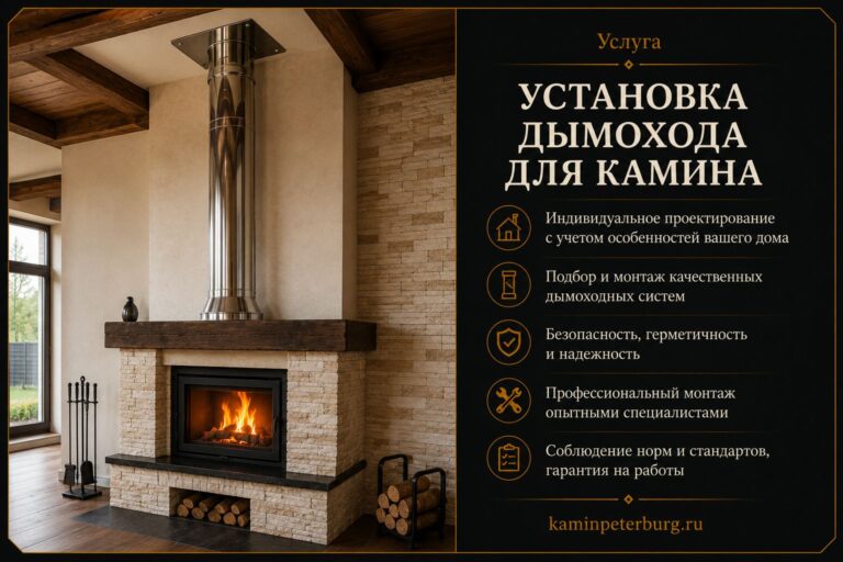 Установка дымохода для камина