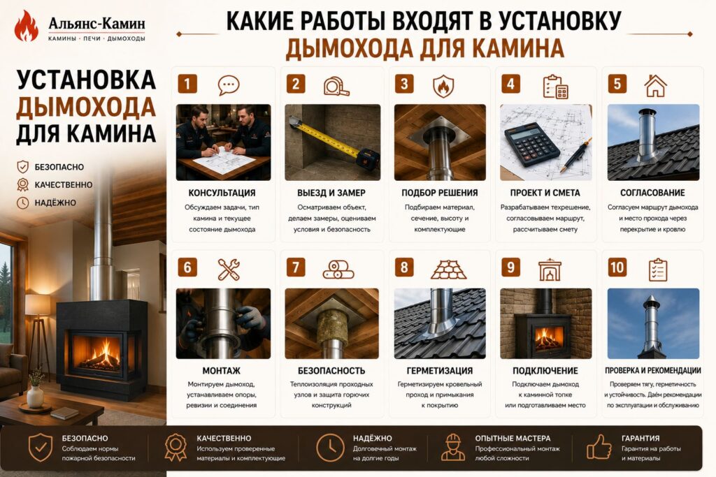 Дымоход и портал камина в интерьере