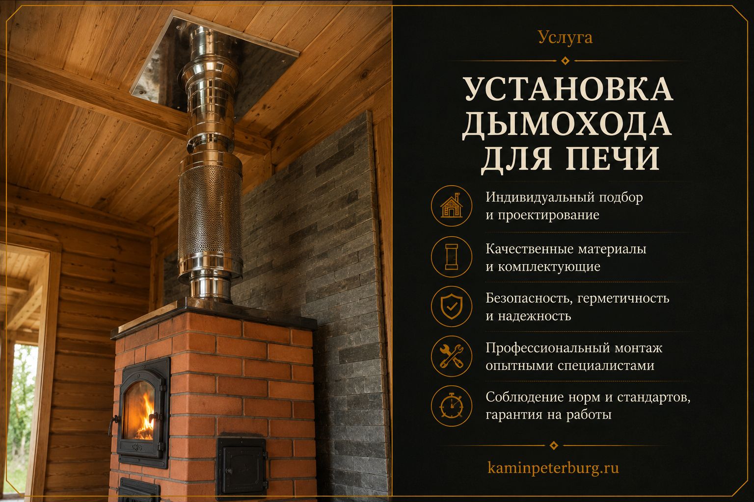 Установка дымохода для печи