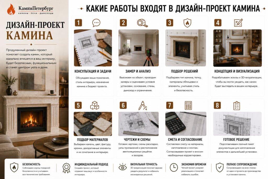 Подбор стиля и материалов облицовки для портала камина