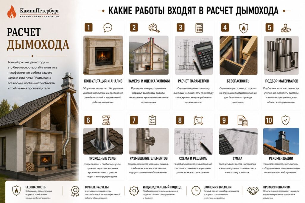 Схема с сечением и высотой дымохода