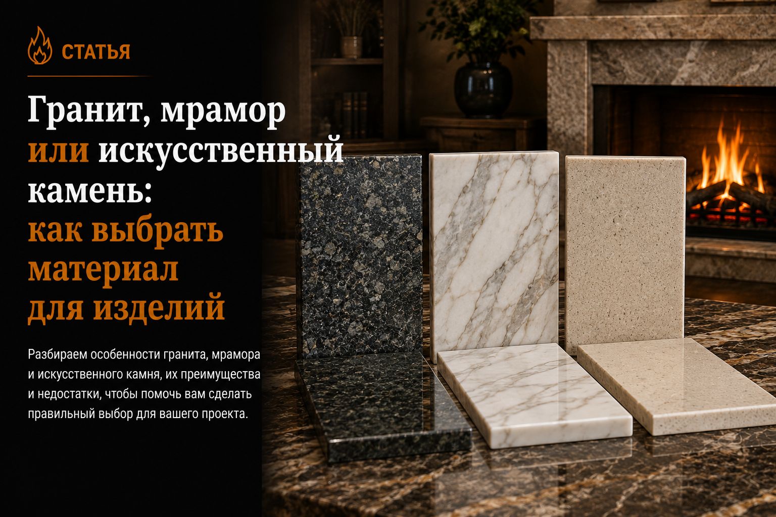 Гранит, мрамор или искусственный камень: как выбрать материал для изделий