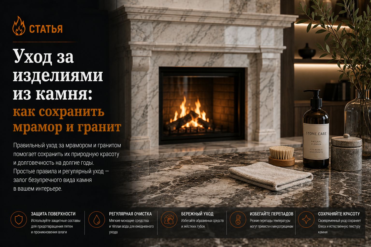 Уход за изделиями из камня: как сохранить мрамор и гранит
